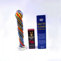 Glass Coloured String Single-end Dildo Combo
