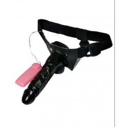 8 inch black strap on Vibrating Dildo
